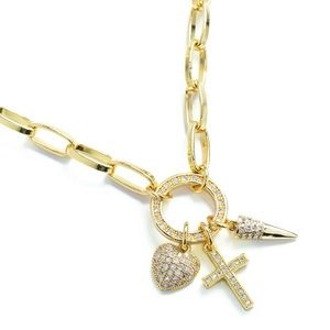 Cross + Heart + Point Statement Necklace